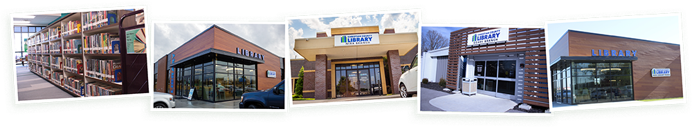 Banner of photographs of all four Christian County Library Facilities.